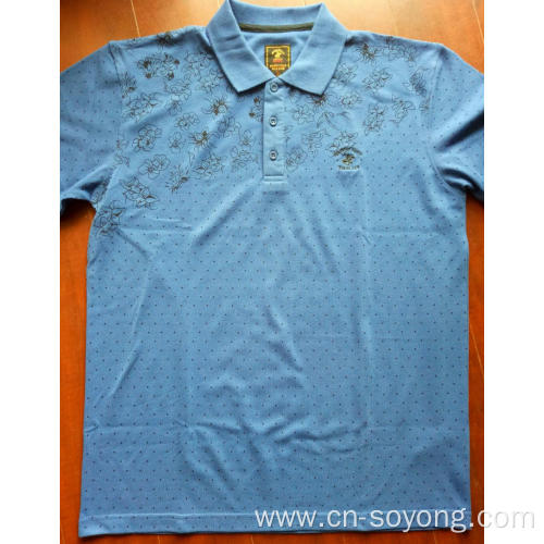 Yarn Dyed Polo Shirts Men's Screen Printed Short Sleeve Polo Tee Shirts Factory